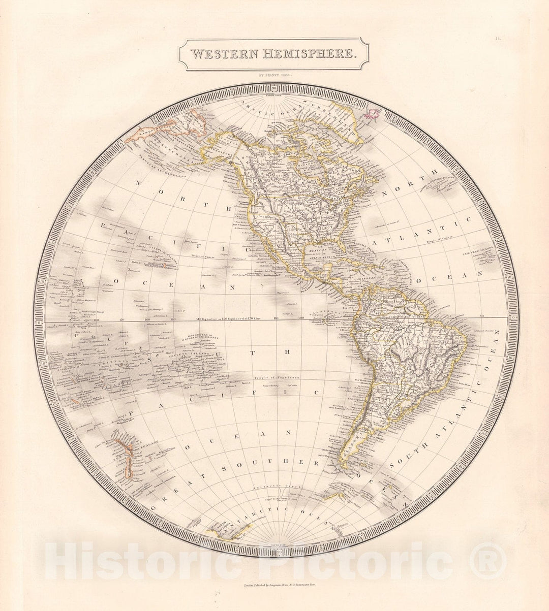 Historic Map : 1838 Western Hemisphere : Vintage Wall Art