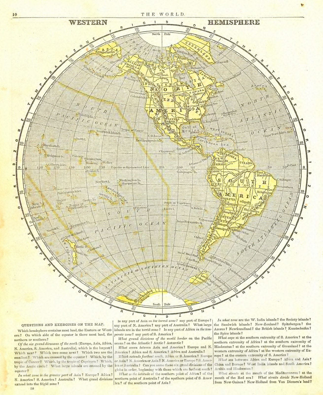 Historic Map : 1845 Western Hemisphere : Vintage Wall Art