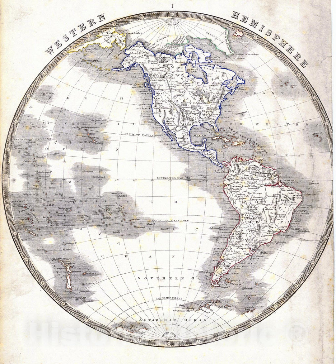 Historic Map : 1846 Western Hemisphere : Vintage Wall Art