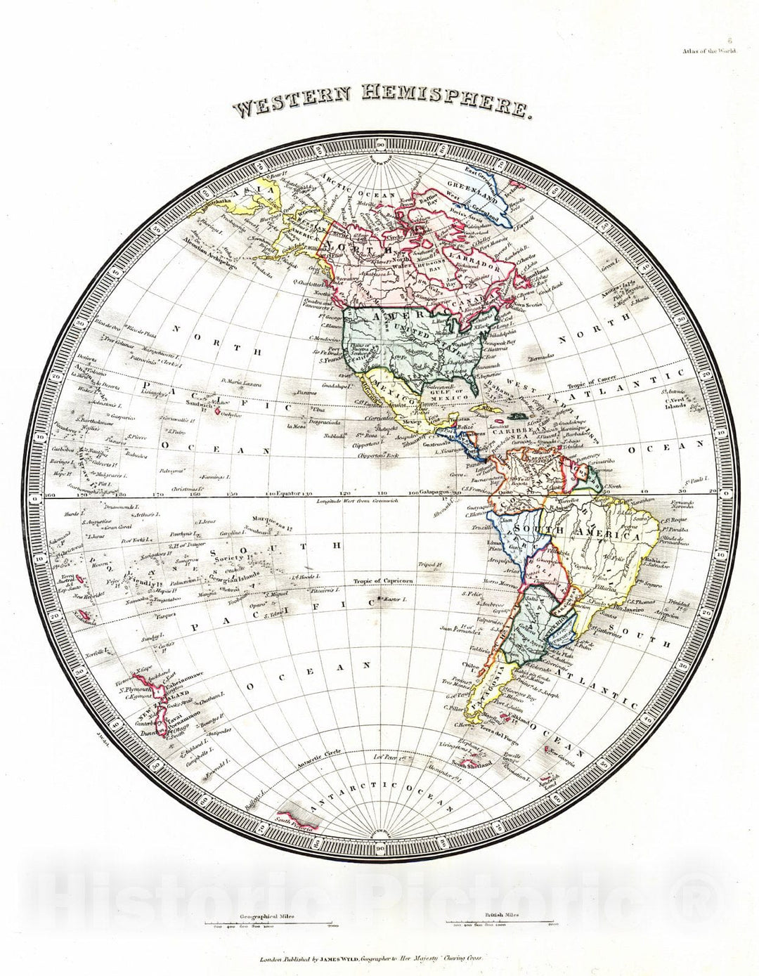 Historic Map : 1853 Western Hemisphere : Vintage Wall Art