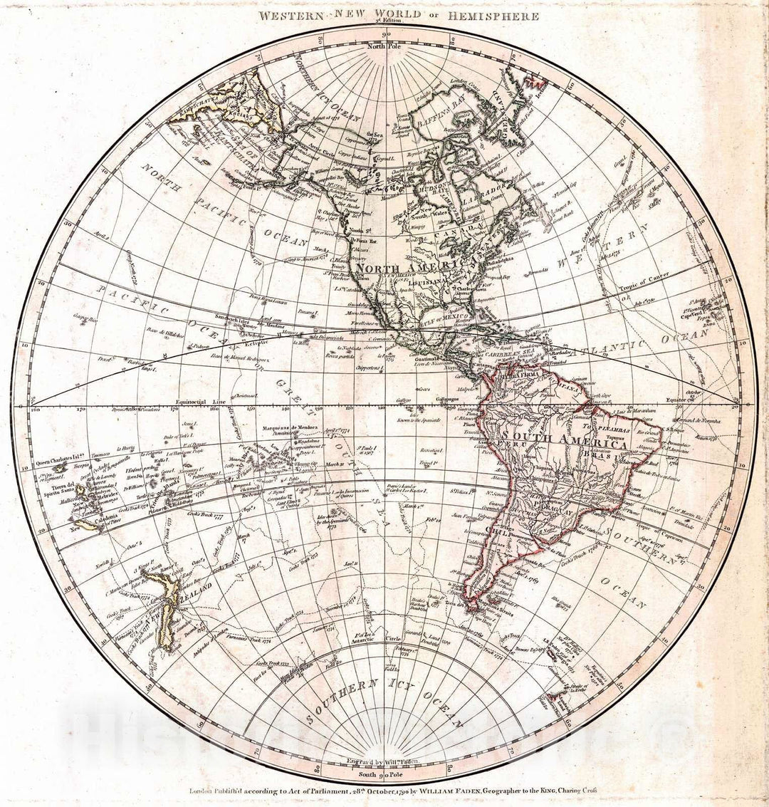 Historic Map : 1790 New World or Western Hemisphere [and] Old World or Eastern Hemisphere : Vintage Wall Art