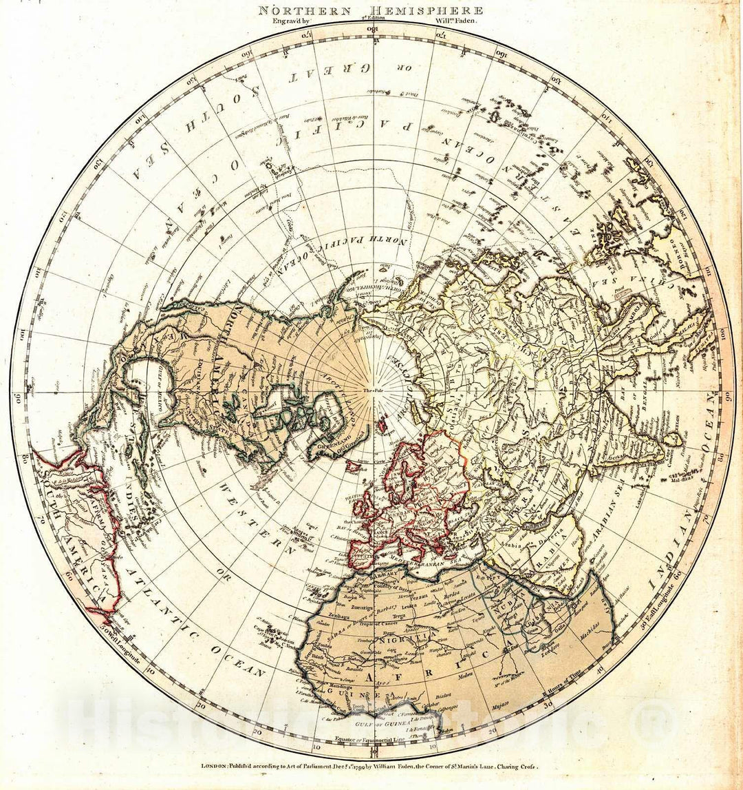 Historic Map : 1790 Northern Hemisphere [and] Southern Hemisphere : Vintage Wall Art