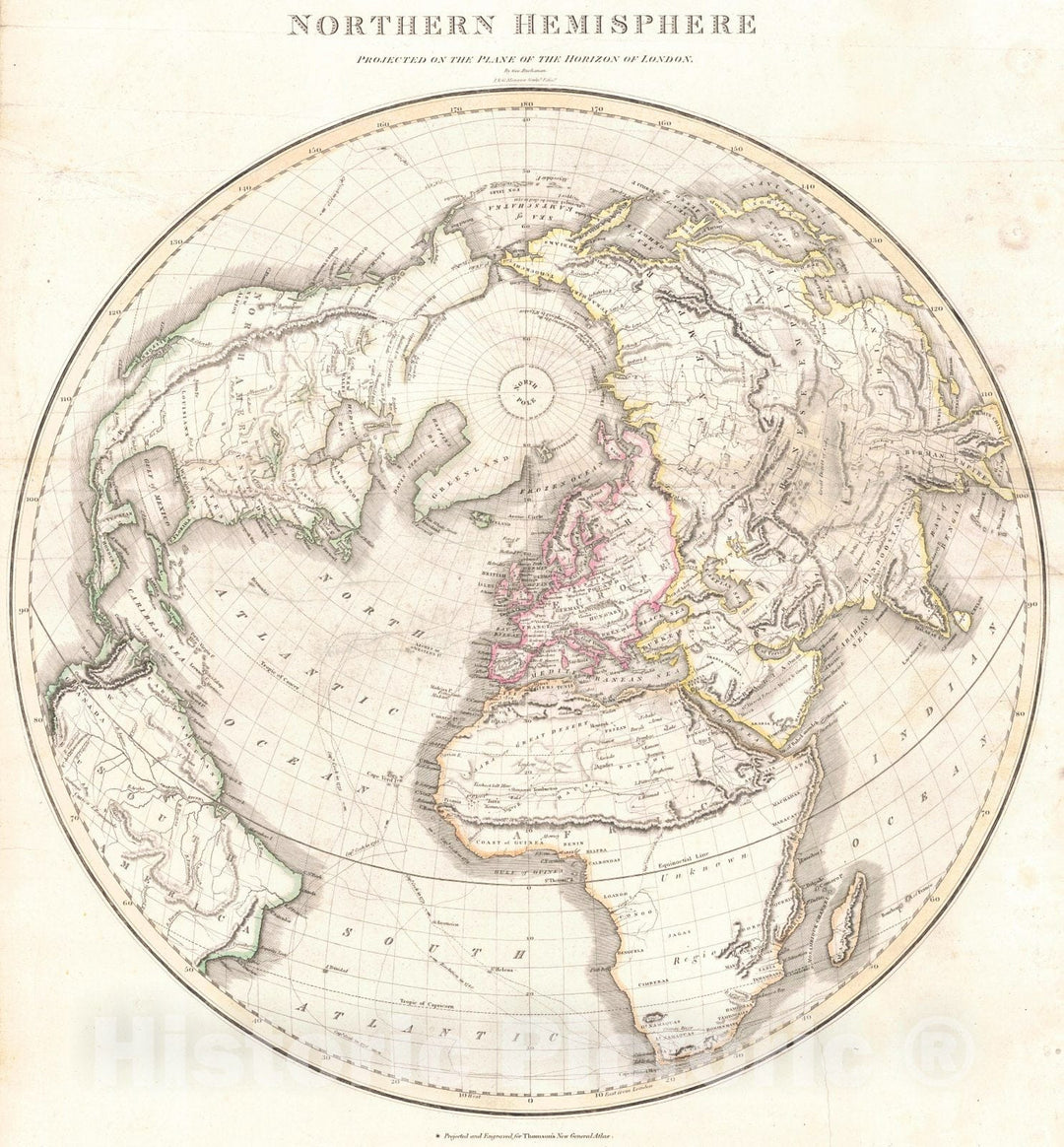 Historic Map : 1815 Northern Hemisphere : Vintage Wall Art