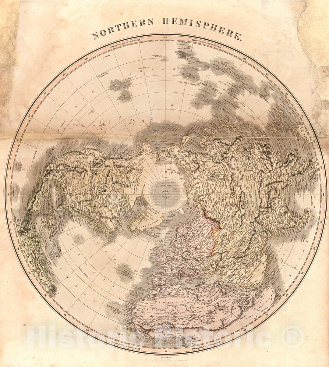 Historic Map : 1817 Northern Hemisphere - Southern Hemisphere : Vintage Wall Art