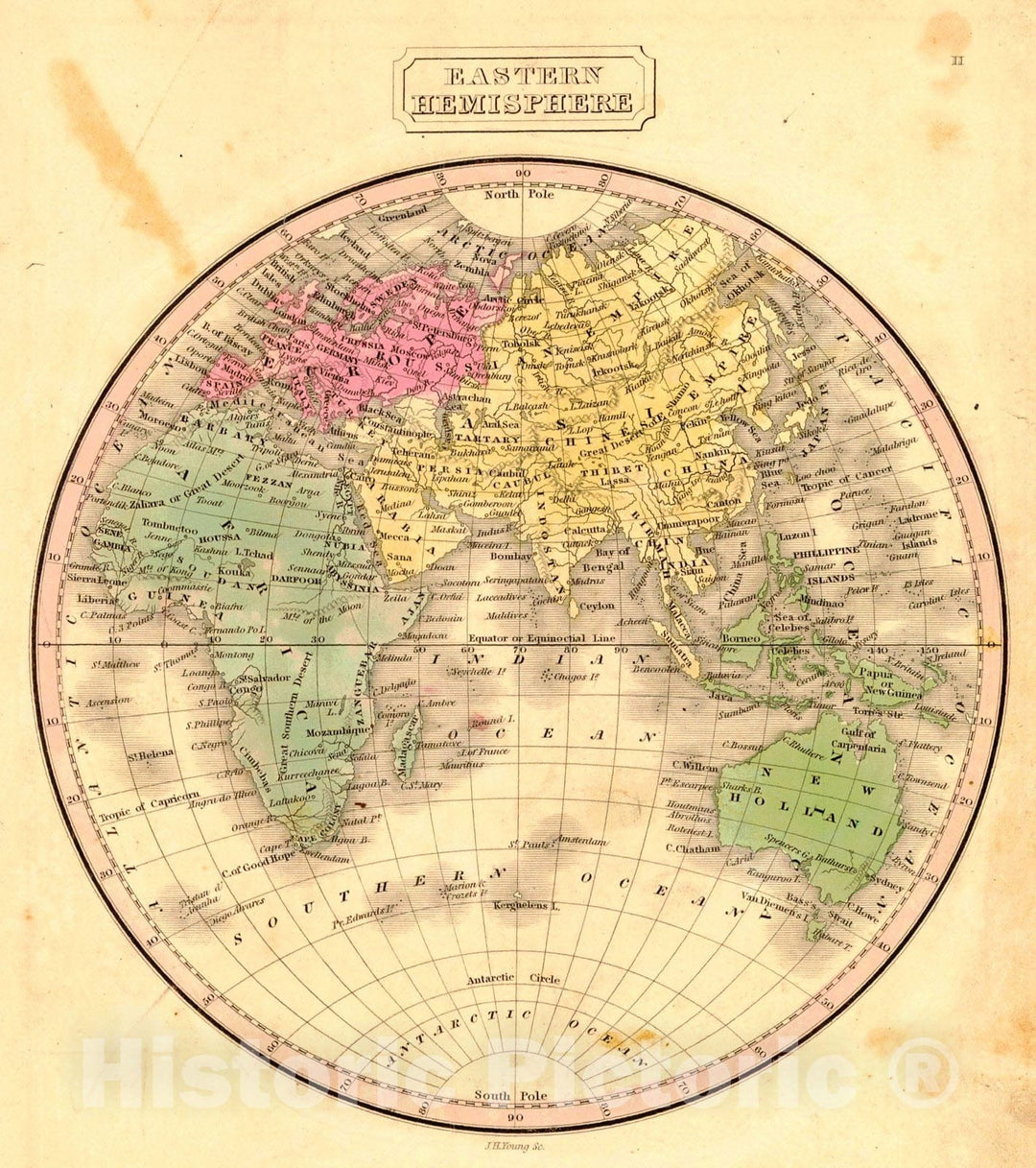 Historic Map : 1828 Eastern Hemisphere : Vintage Wall Art