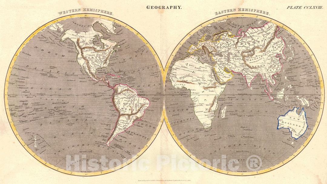 Historic Map : 1831 Geography, Western Hemisphere-Eastern Hemisphere : Vintage Wall Art