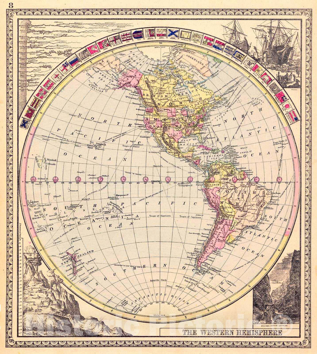 Historic Map : 1882 Map 1 - The Western Hemisphere  : Vintage Wall Art