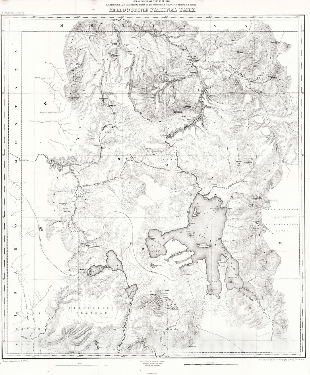 Historic Map : 1882 Yellowstone National Park : Vintage Wall Art