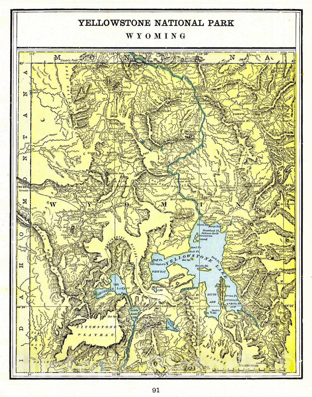 Historic Map : 1898 Yellowstone National Park, Wyoming : Vintage Wall Art