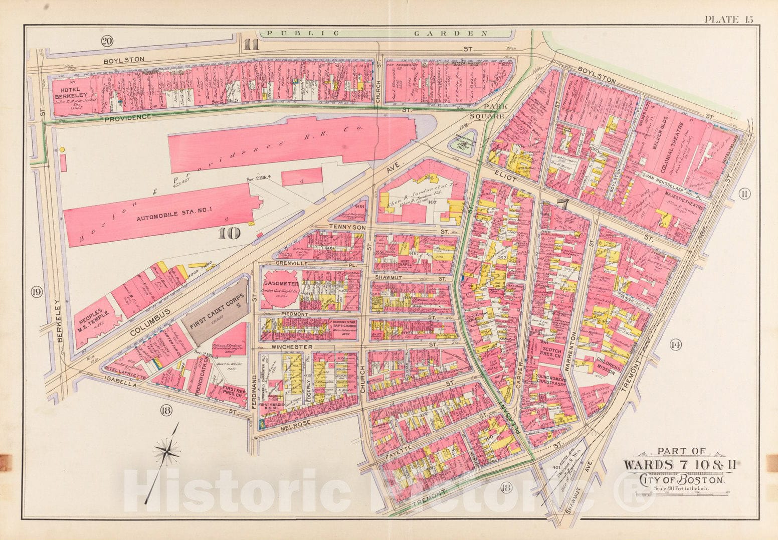 Historical Map, 1902 Atlas of The City of Boston, Boston Proper and Back Bay : Plate 15, Vintage Wall Art