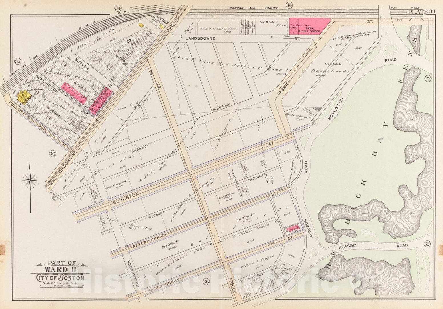 Historical Map, 1902 Atlas of The City of Boston, Boston Proper and Back Bay : Plate 33, Vintage Wall Art