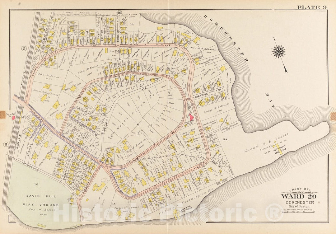 Historical Map, 1904 Atlas of The City of Boston, Dorchester, Mass. : Plate 9, Vintage Wall Art