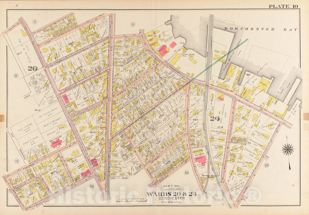 Historical Map, 1904 Atlas of The City of Boston, Dorchester, Mass. : Plate 10, Vintage Wall Art