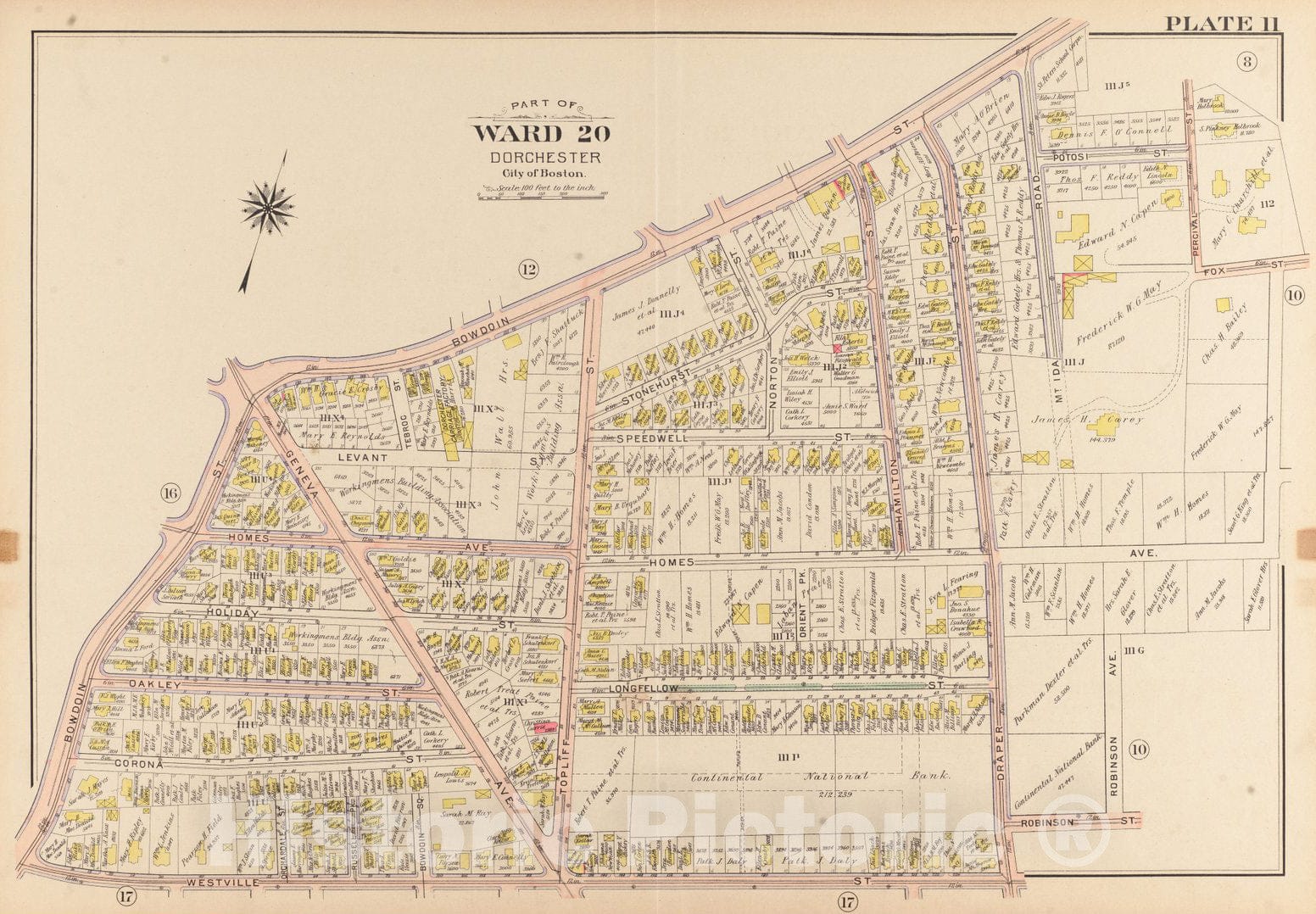 Historical Map, 1904 Atlas of The City of Boston, Dorchester, Mass. : Plate 11, Vintage Wall Art