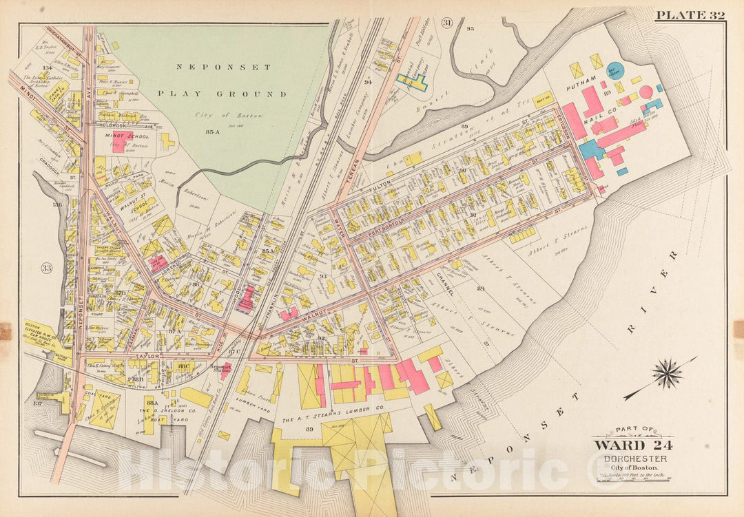 Historical Map, 1904 Atlas of The City of Boston, Dorchester, Mass. : Plate 32, Vintage Wall Art