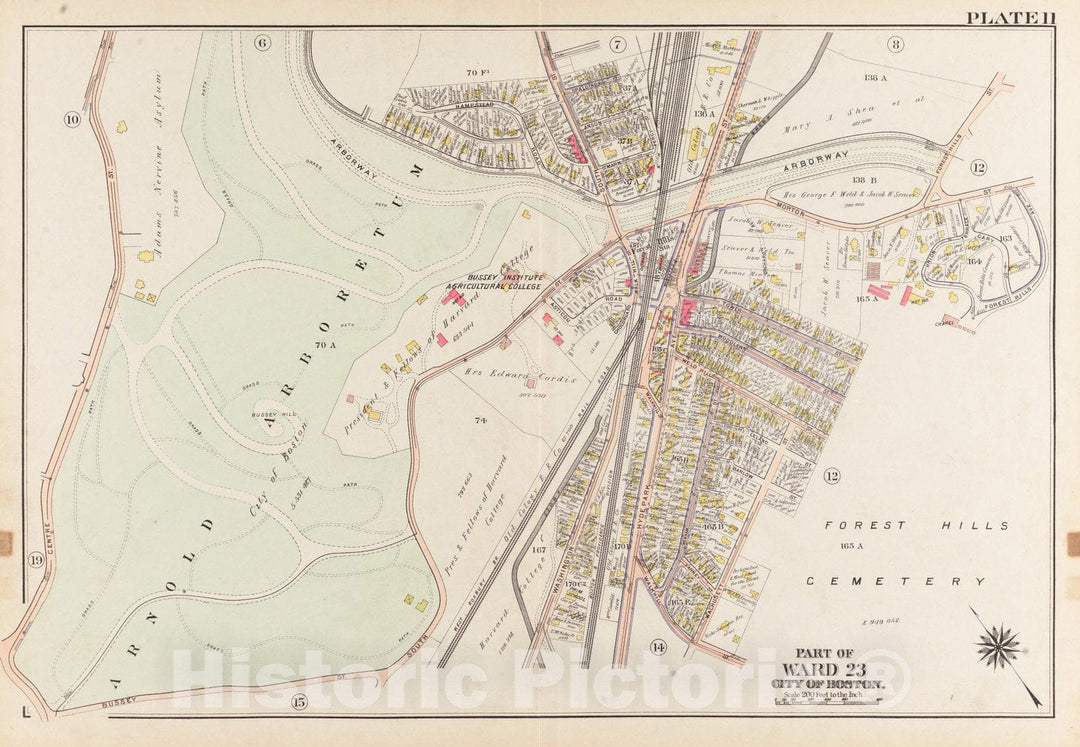 Historical Map, 1905 Atlas of the city of Boston, West Roxbury : plate 11, Vintage Wall Art