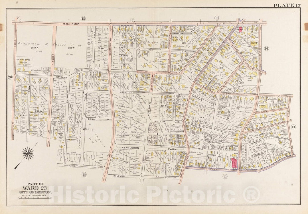 Historical Map, 1905 Atlas of The City of Boston, West Roxbury : Plate 17, Vintage Wall Art