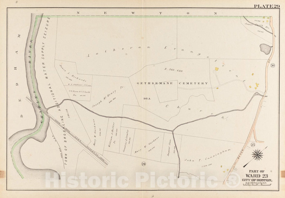 Historical Map, 1905 Atlas of The City of Boston, West Roxbury : Plate 29, Vintage Wall Art