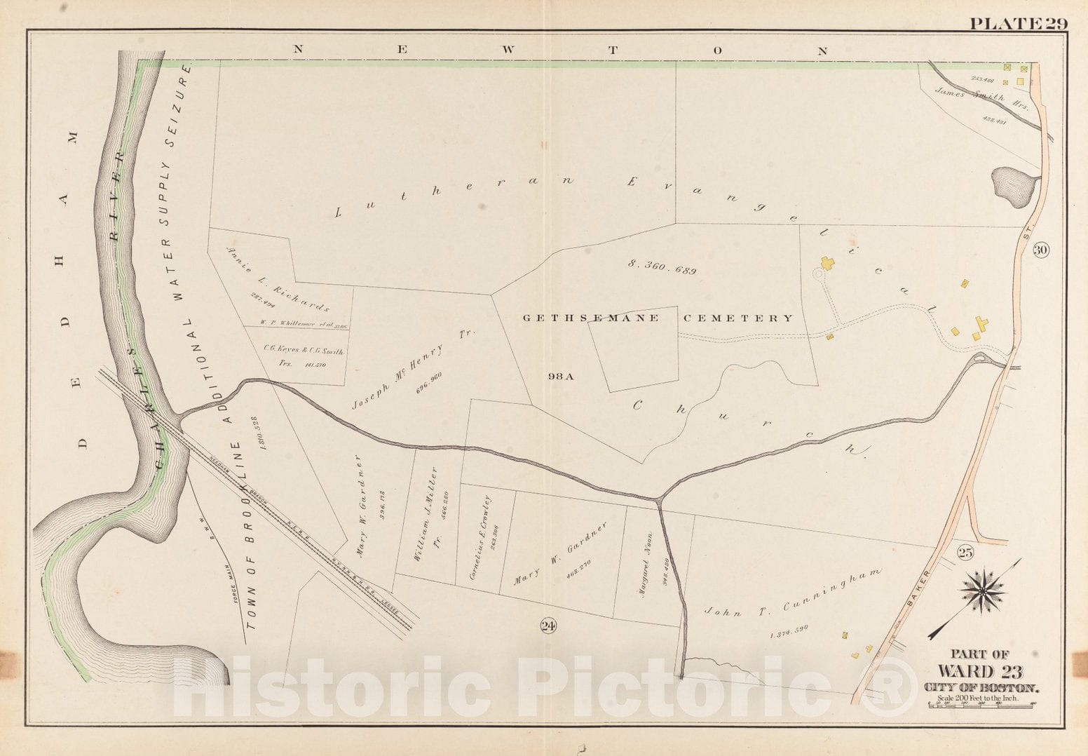 Historical Map, 1905 Atlas of The City of Boston, West Roxbury : Plate 29, Vintage Wall Art