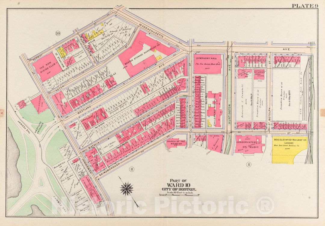 Historical Map, 1906 Atlas of The City of Boston, Roxbury : Plate 9, Vintage Wall Art