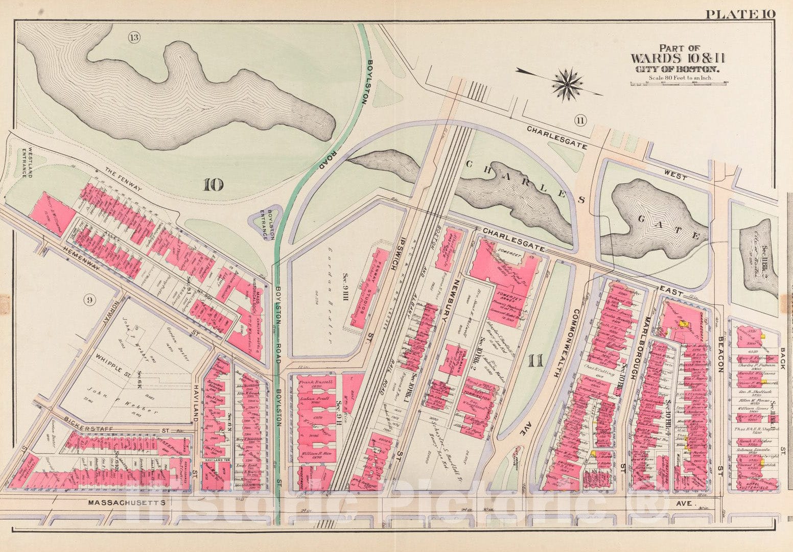 Historical Map, 1906 Atlas of The City of Boston, Roxbury : Plate 10, Vintage Wall Art