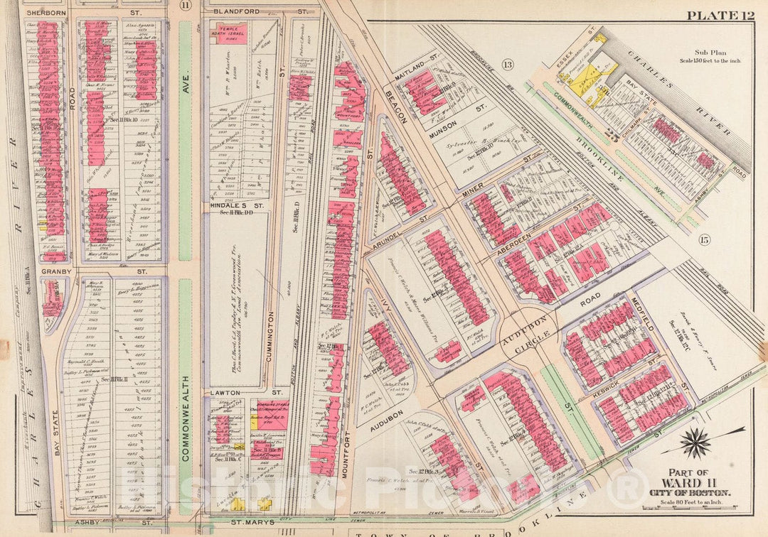 Historical Map, 1906 Atlas of The City of Boston, Roxbury : Plate 12, Vintage Wall Art