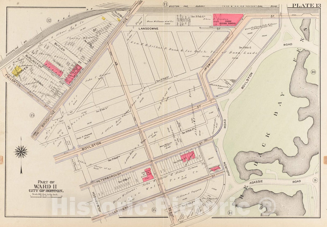 Historical Map, 1906 Atlas of the city of Boston, Roxbury : plate 13, Vintage Wall Art