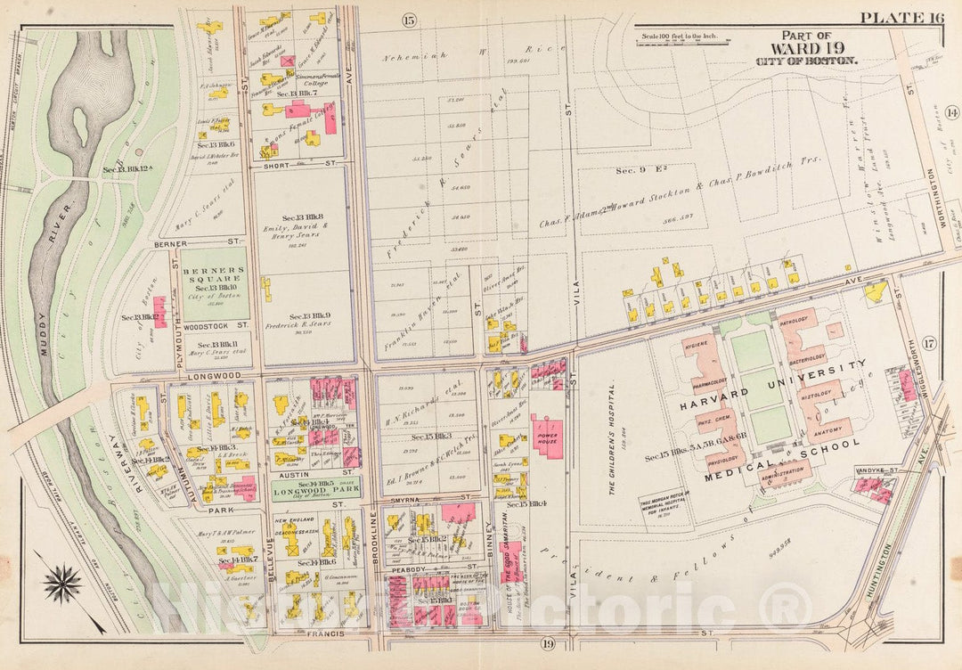 Historical Map, 1906 Atlas of The City of Boston, Roxbury : Plate 16, Vintage Wall Art