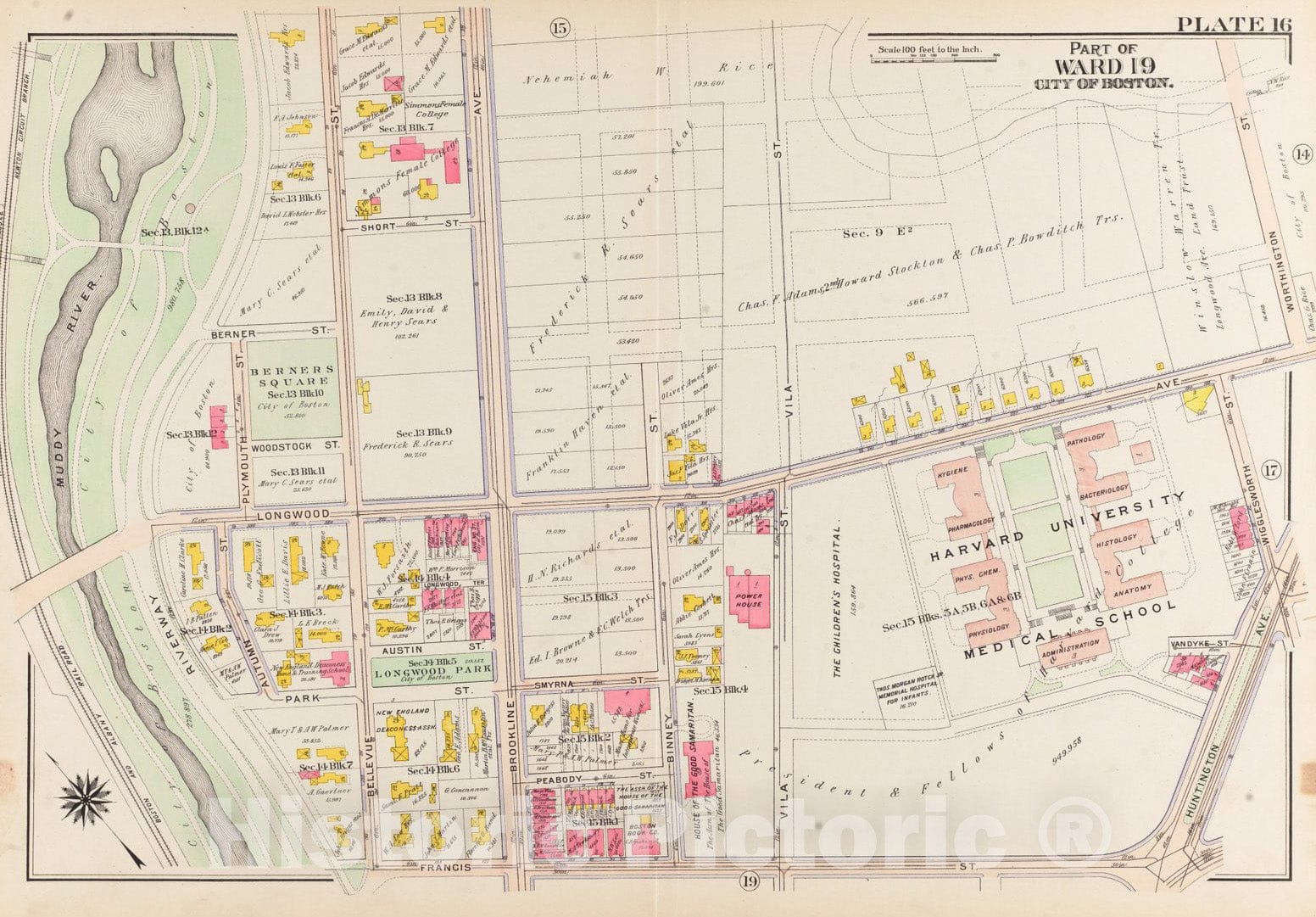 Historical Map, 1906 Atlas of The City of Boston, Roxbury : Plate 16, Vintage Wall Art