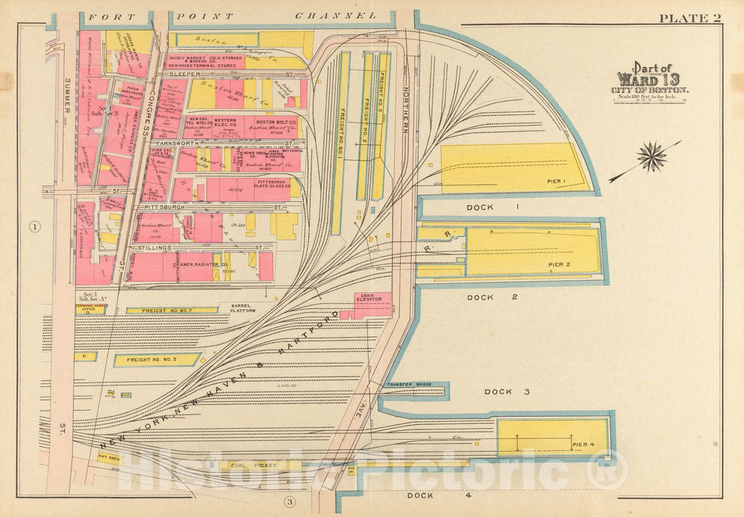 Historical Map, 1910 Atlas of The City of Boston, South Boston : Plate 2, Vintage Wall Art