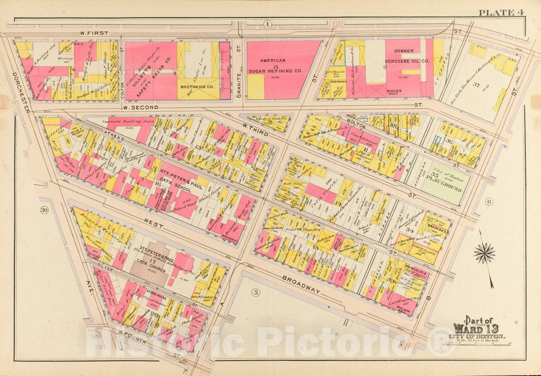 Historical Map, 1910 Atlas of the city of Boston, South Boston : plate 4, Vintage Wall Art