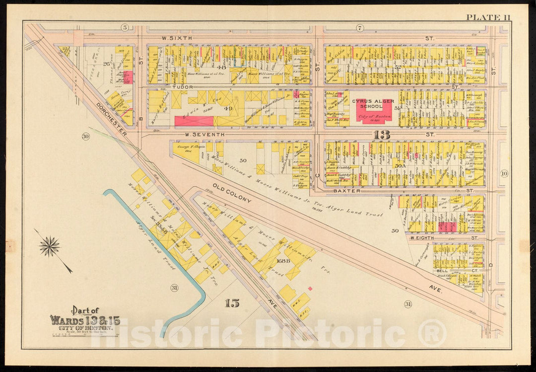 Historical Map, 1910 Atlas of The City of Boston, South Boston : Plate 11, Vintage Wall Art