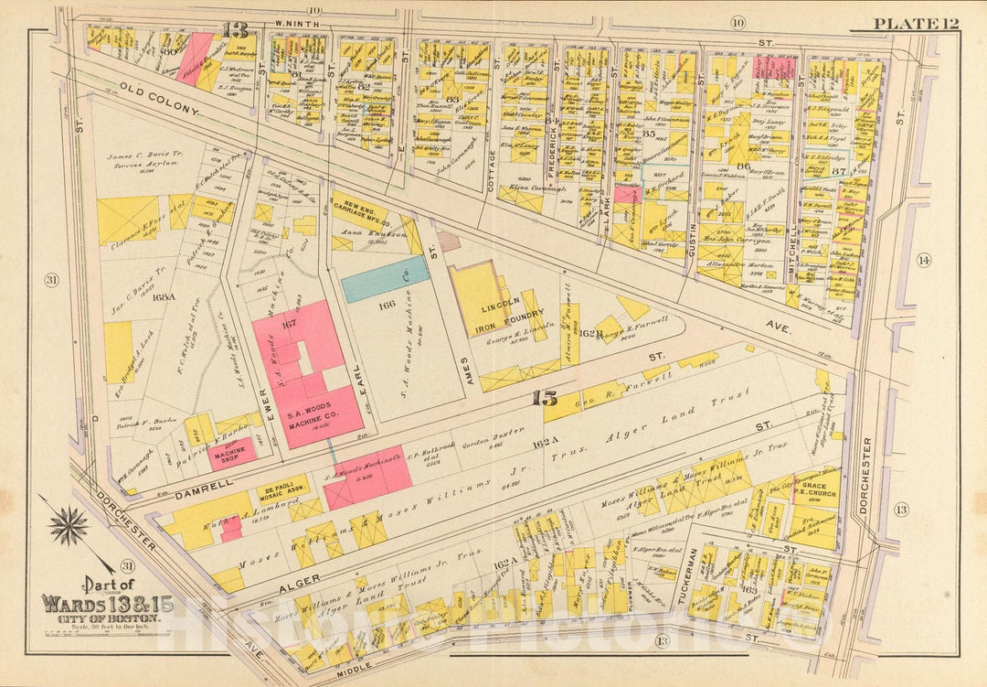 Historical Map, 1910 Atlas of The City of Boston, South Boston : Plate 12, Vintage Wall Art