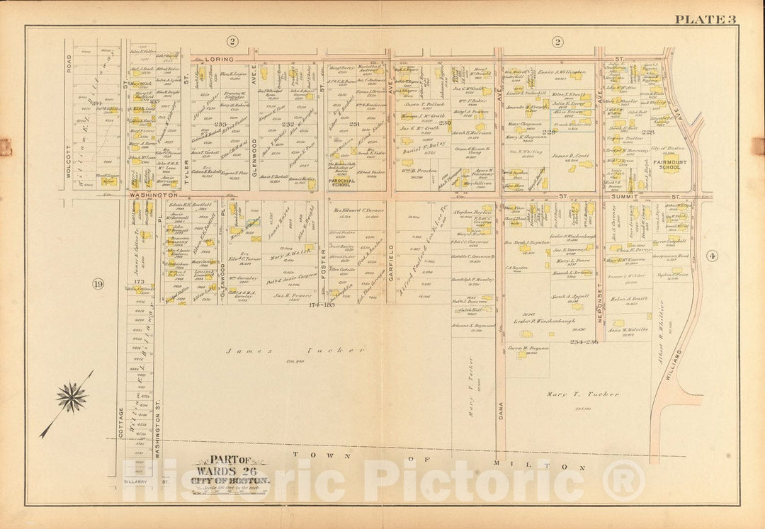 Historical Map, 1912 Atlas of the city of Boston, ward 26, Hyde Park : plate 3, Vintage Wall Art