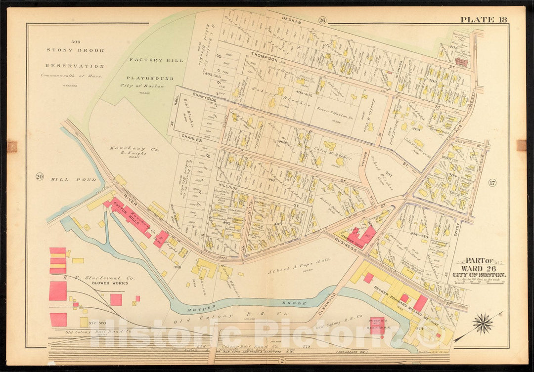 Historical Map, 1912 Atlas of The City of Boston, Ward 26, Hyde Park : Plate 18, Vintage Wall Art