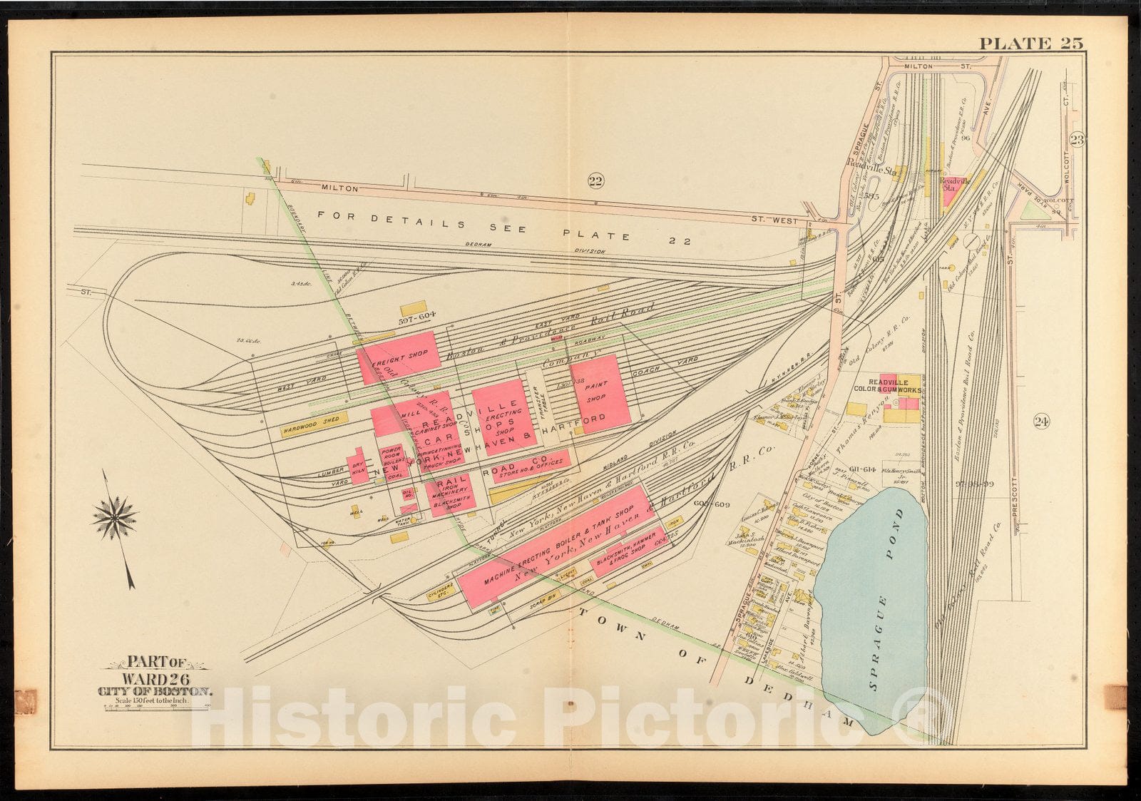 Historical Map, 1912 Atlas of The City of Boston, Ward 26, Hyde Park : Plate 25, Vintage Wall Art