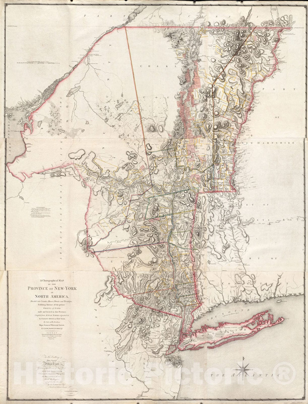 Historical Map, 1779 A chorographical map of The Province of New-York in North America, Divided into Counties, manors, patents and townships, Vintage Wall Art