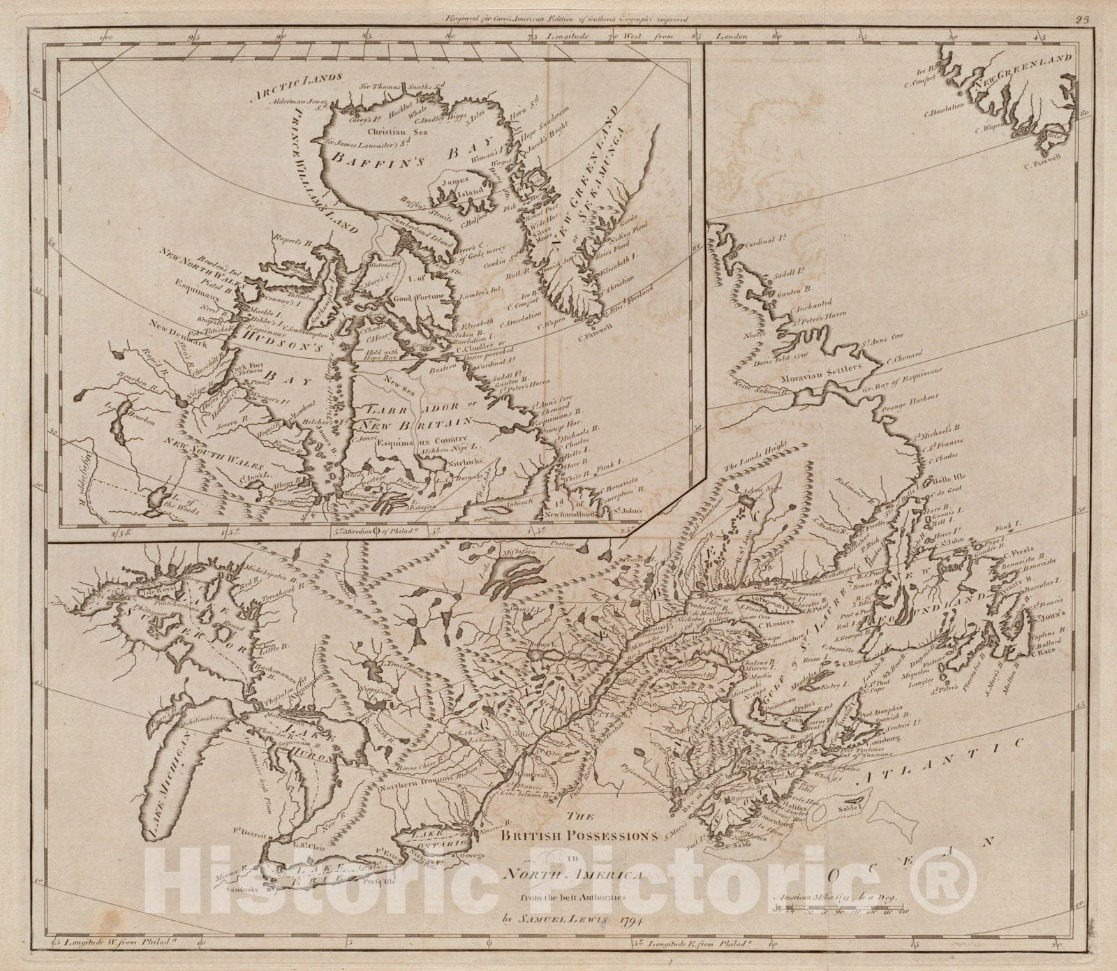 Historical Map, 1800 The British possessions in North America from the best authorities, Vintage Wall Art