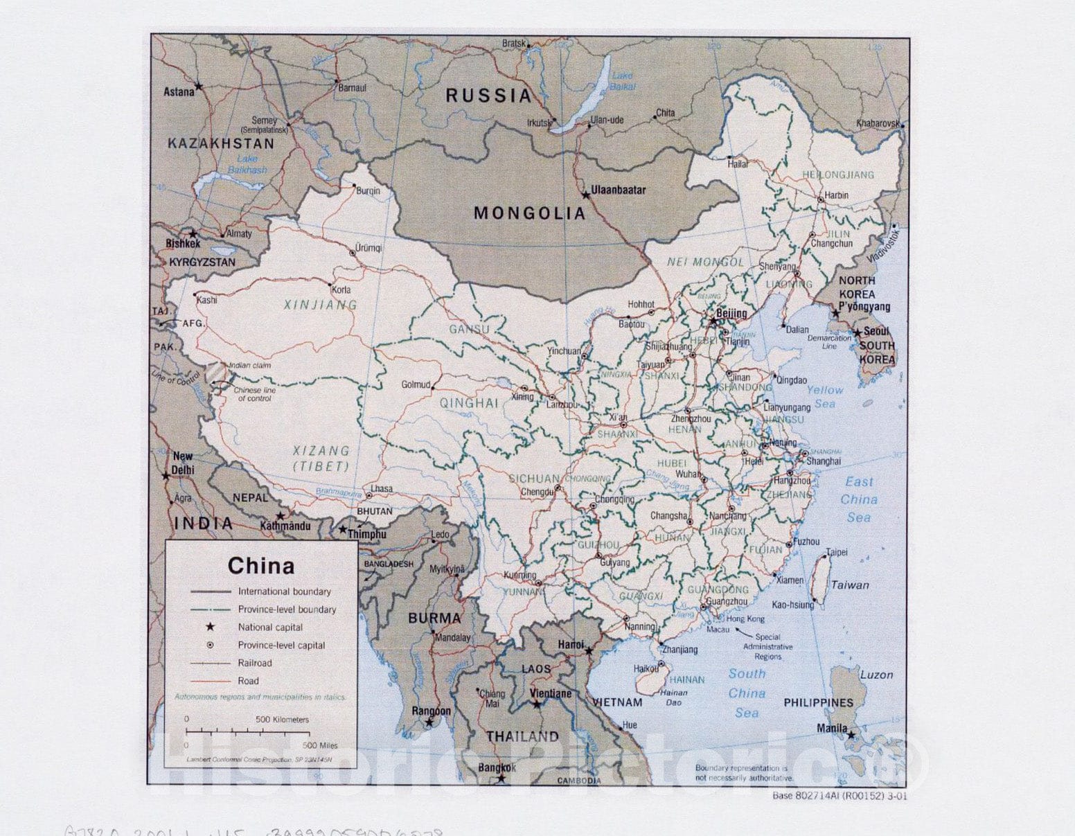 Historical Map, 2001 China, Vintage Wall Art