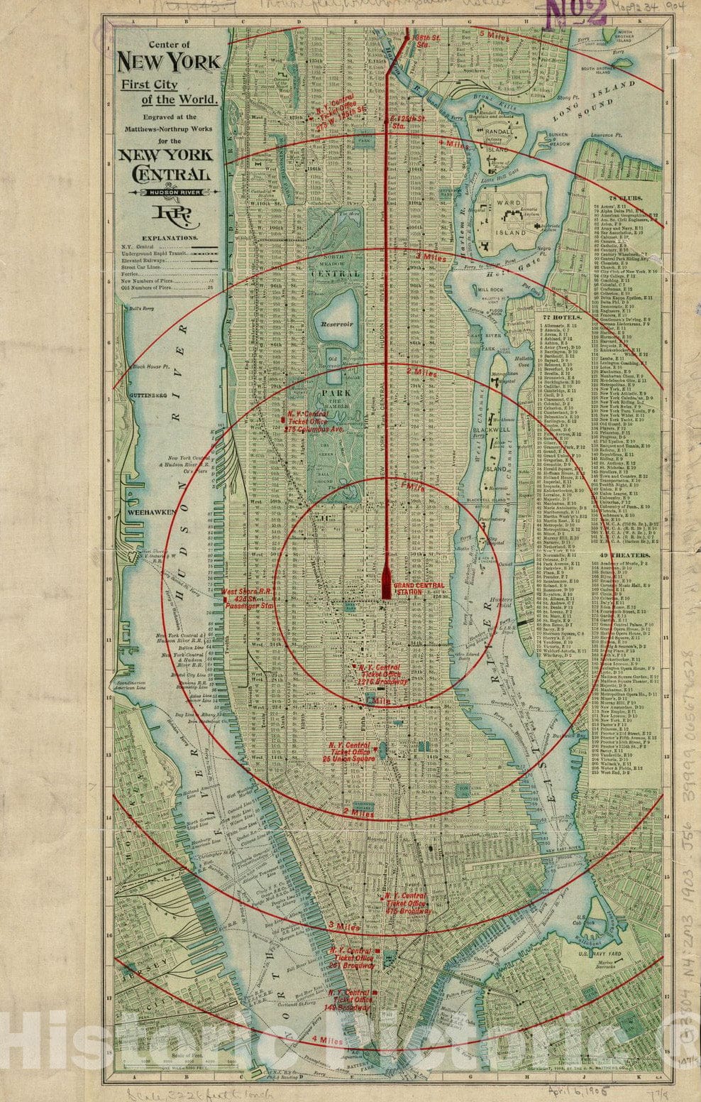 Historical Map, 1903 Center of New York, First City of The World, Vintage Wall Art