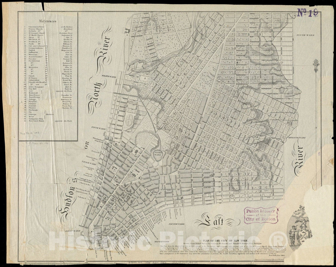 Historical Map, 1856 Plan of The City of New York, Vintage Wall Art