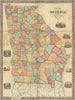 Historical Map, 1859 Map of The State of Georgia, Vintage Wall Art