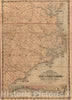 Historical Map, 1862 Colton's New Topographical map of The Eastern Portion of The State of North Carolina with pof Virginia & South Carolina from The Latest & Best Authorities Reprint