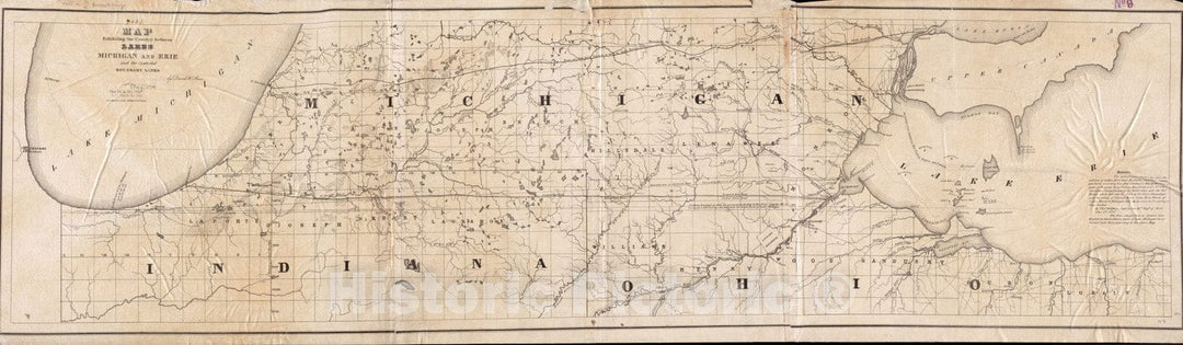 Historical Map, 1835 Map exhibiting the country between Lakes Michigan and Erie, and the contested boundary lines, Vintage Wall Art