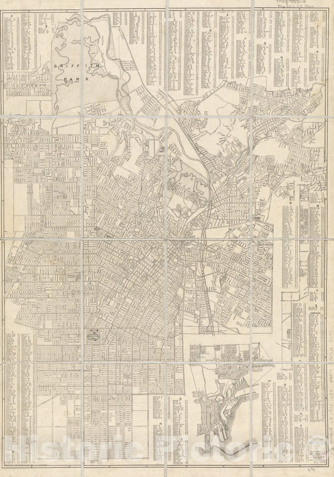 Historical Map, ca. 1920 Clason's map of Los Angeles, Vintage Wall Art