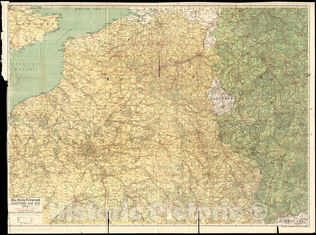 Historical Map, 1915 The Daily Telegraph Gazetteer war map (no. 4), Vintage Wall Art