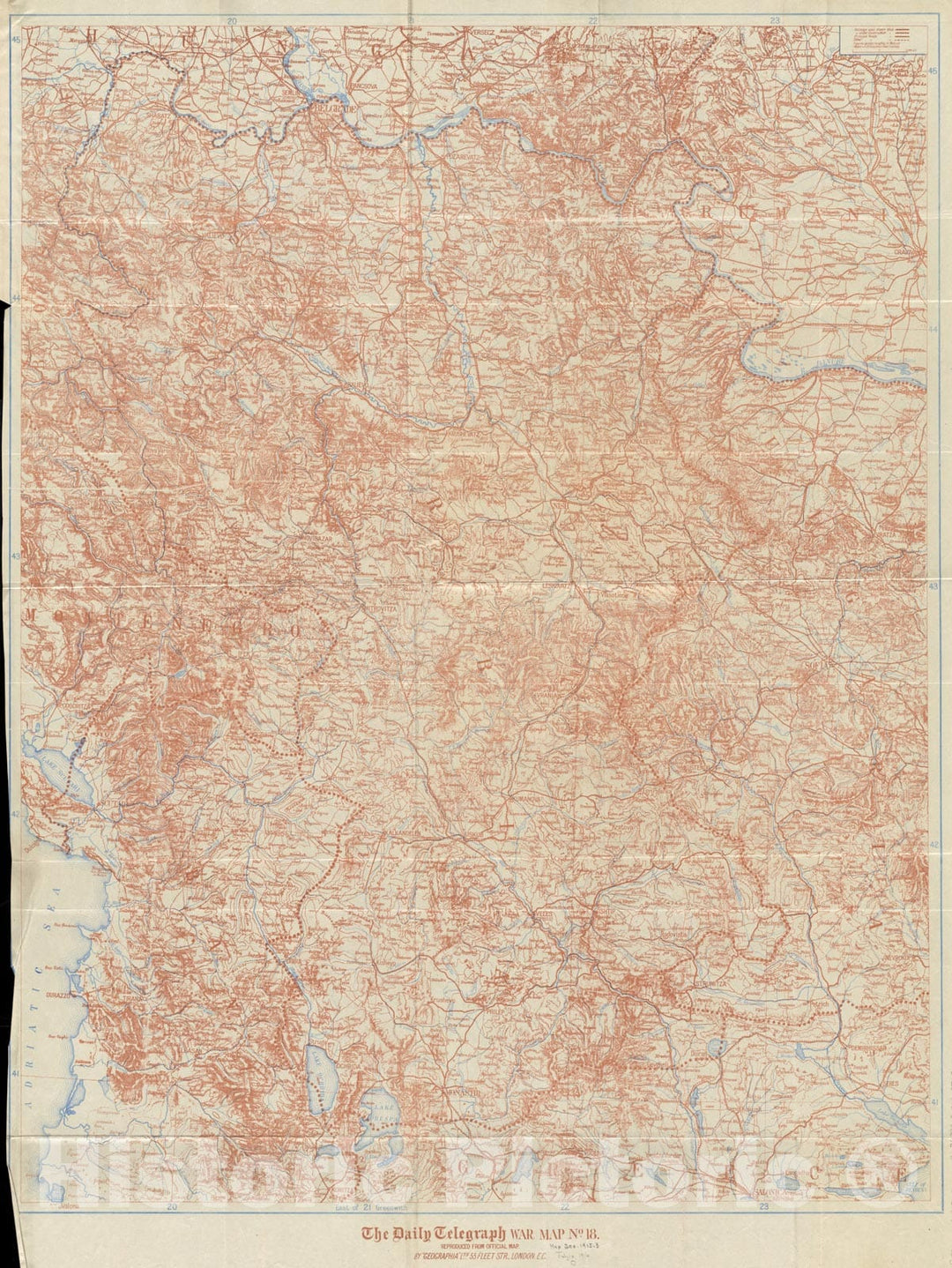 Historical Map, 1918 The Daily Telegraph war map no. 18, Vintage Wall Art