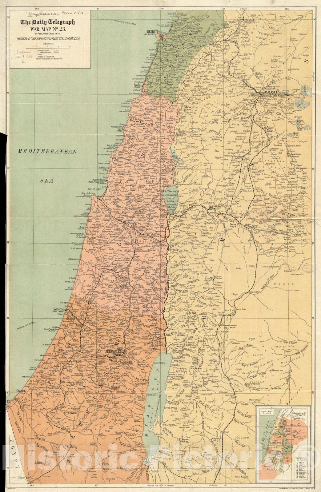 Historical Map, 1917 The Daily telegraph war map no. 23, Vintage Wall Art