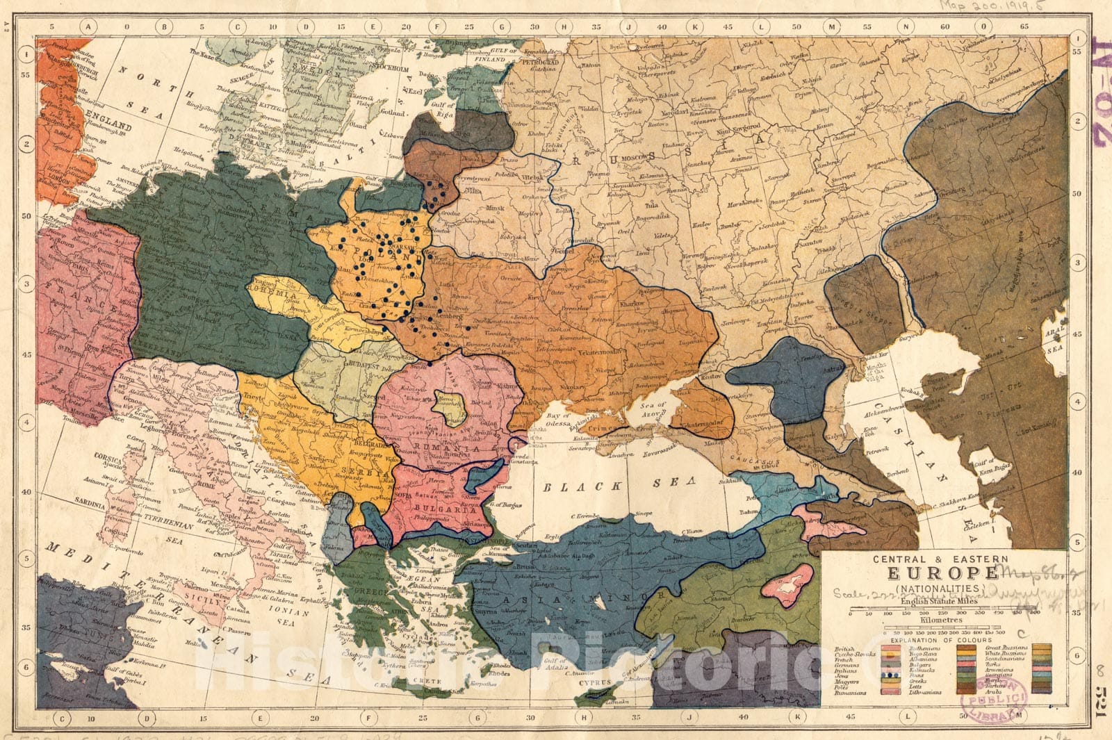 Historical Map, 1922 Central & Eastern Europe (Nationalities), Vintage Wall Art