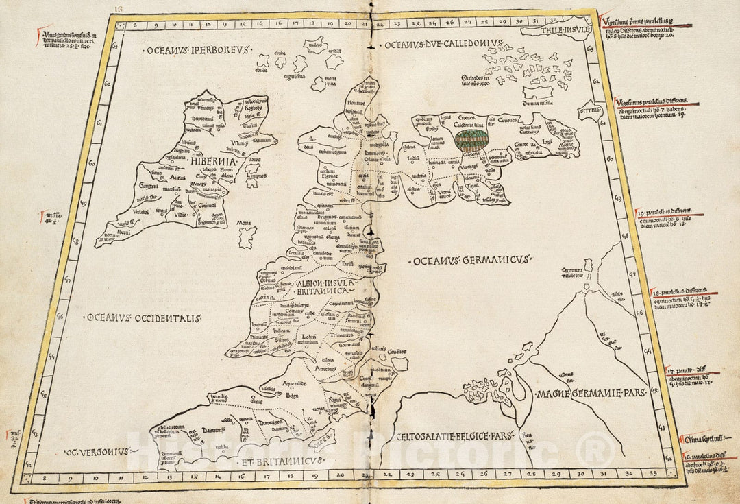 Historical Map, 1482 Prima Europe Tabula, Vintage Wall Art